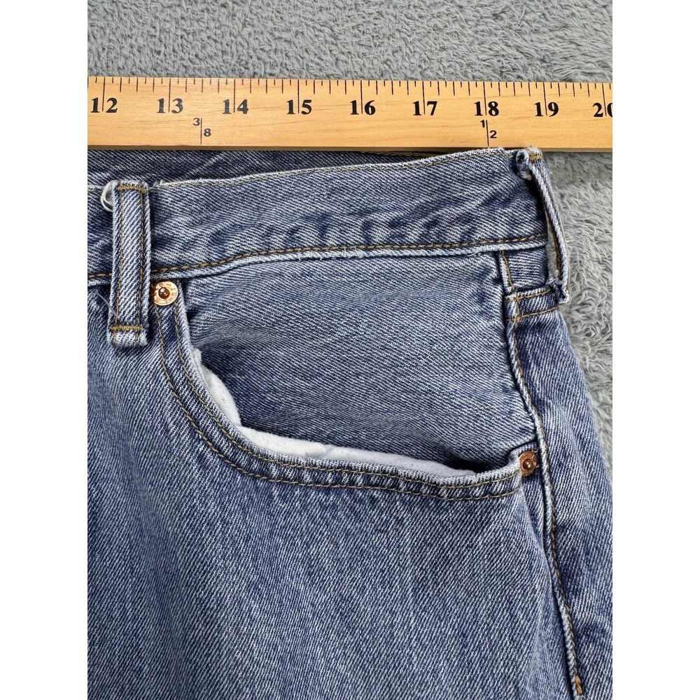 Levis 501 Jeans Mens 38x32 Blue Distressed‎ Denim Straight Leg Button Fly - Picture 5 of 11